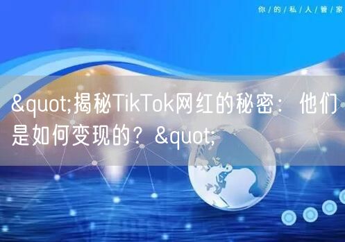 "揭秘TikTok网红的秘密：他们是如何变现的？"