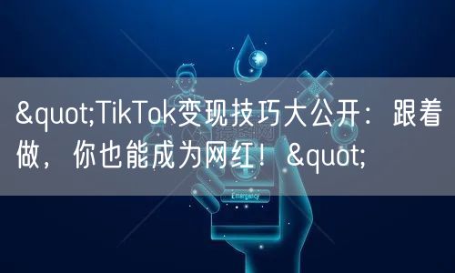 "TikTok变现技巧大公开：跟着做，你也能成为网红！"