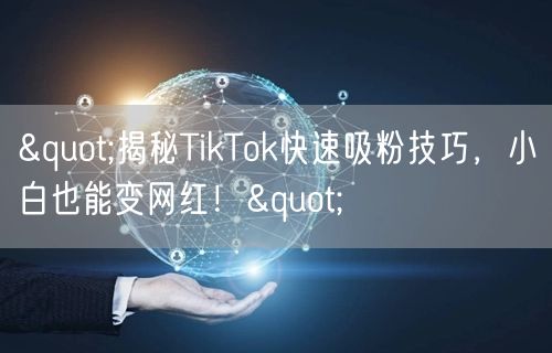 "揭秘TikTok快速吸粉技巧，小白也能变网红！"