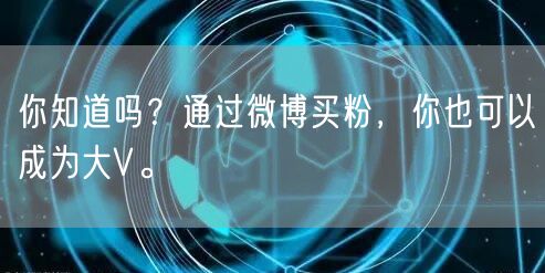 你知道吗？通过微博买粉，你也可以成为大V。