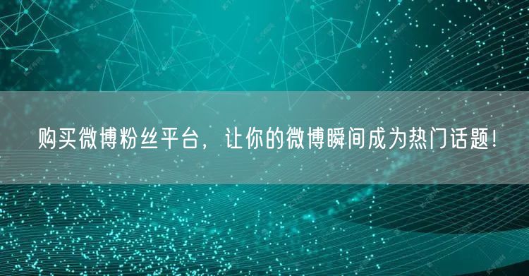 购买微博粉丝平台，让你的微博瞬间成为热门话题！