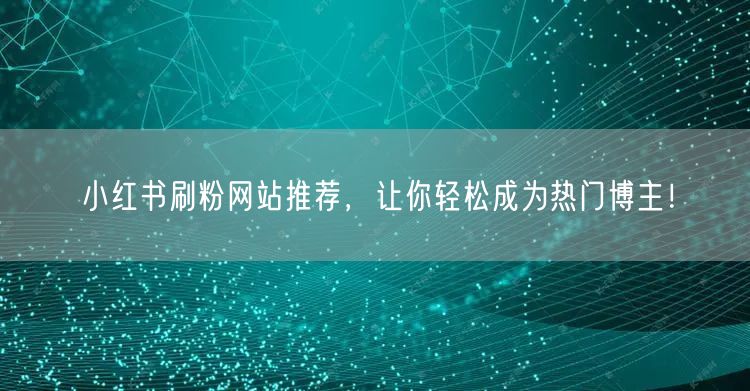 小红书刷粉网站推荐，让你轻松成为热门博主！