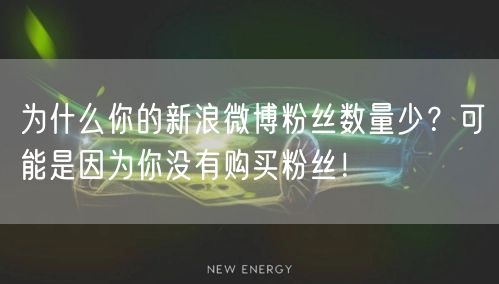 为什么你的新浪微博粉丝数量少？可能是因为你没有购买粉丝！