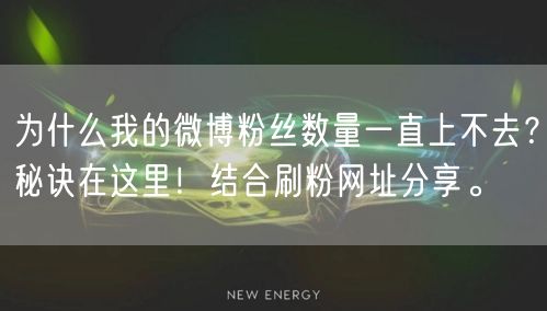 为什么我的微博粉丝数量一直上不去？秘诀在这里！结合刷粉网址分享。