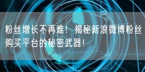 粉丝增长不再难！揭秘新浪微博粉丝购买平台的秘密武器！