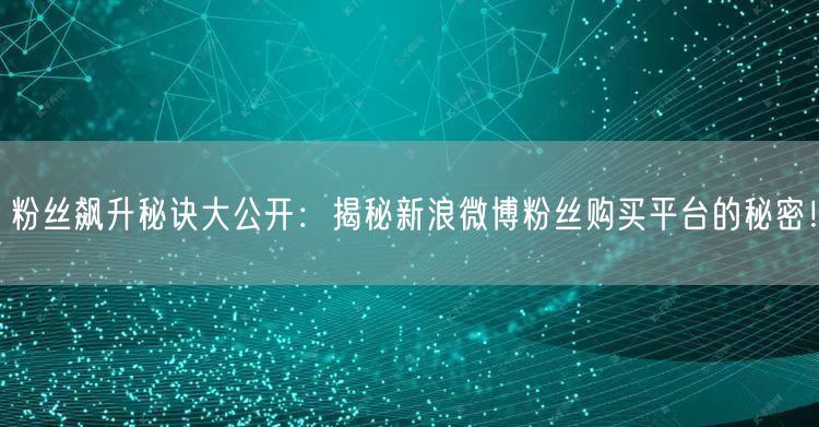 粉丝飙升秘诀大公开：揭秘新浪微博粉丝购买平台的秘密！