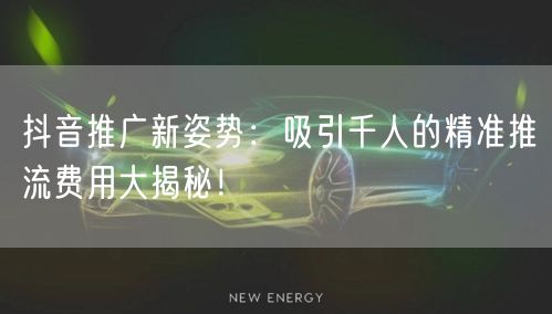 抖音推广新姿势：吸引千人的精准推流费用大揭秘！