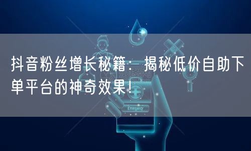 抖音粉丝增长秘籍：揭秘低价自助下单平台的神奇效果！