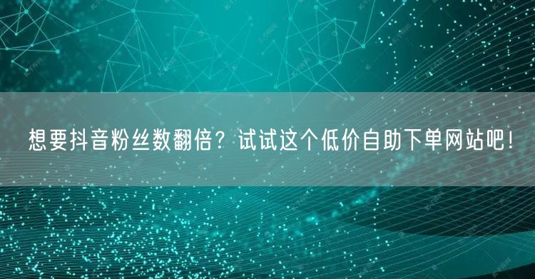 想要抖音粉丝数翻倍？试试这个低价自助下单网站吧！