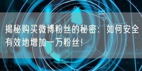 揭秘购买微博粉丝的秘密：如何安全有效地增加一万粉丝！