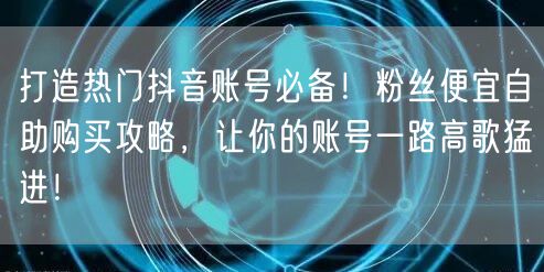 打造热门抖音账号必备！粉丝便宜自助购买攻略，让你的账号一路高歌猛进！