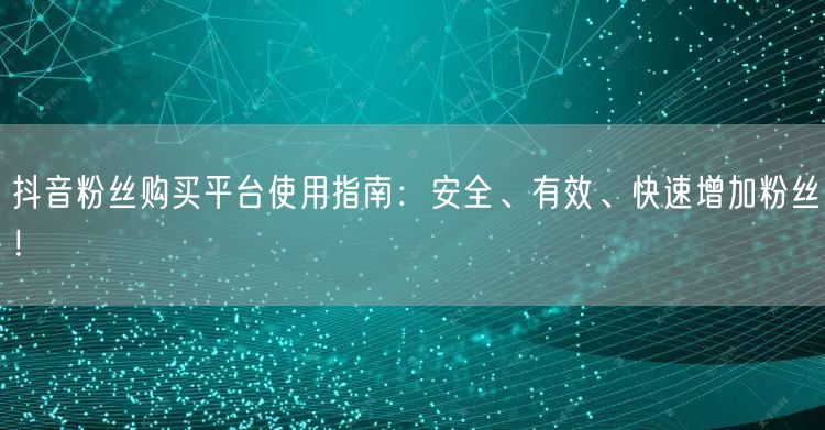 抖音粉丝购买平台使用指南：安全、有效、快速增加粉丝！