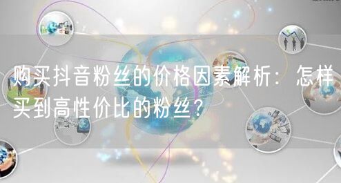 购买抖音粉丝的价格因素解析：怎样买到高性价比的粉丝？