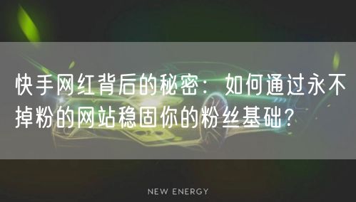 快手网红背后的秘密：如何通过永不掉粉的网站稳固你的粉丝基础？