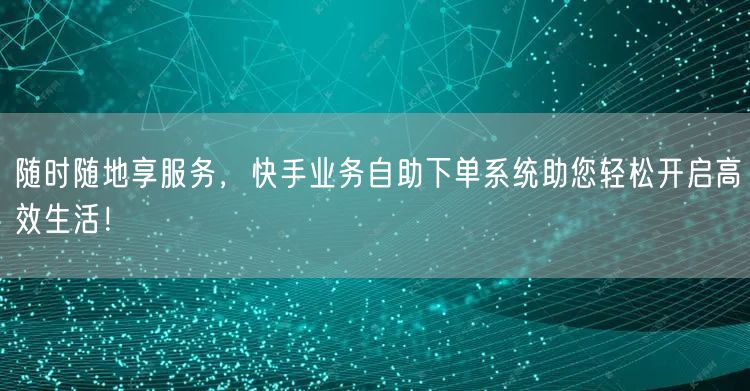 随时随地享服务，快手业务自助下单系统助您轻松开启高效生活！